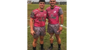 Twee rugbyspelers.