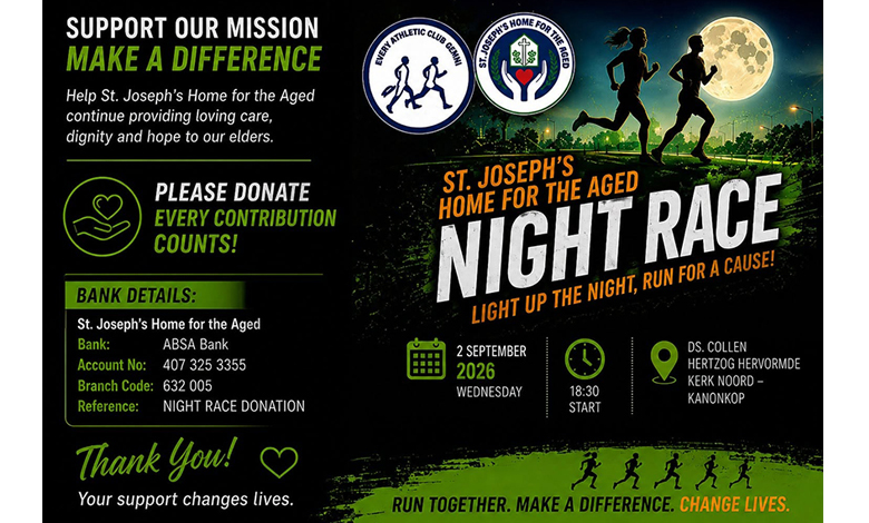 Flyer promoting a night race event, featuring details on date, time, and location with a dark, vibrant design.