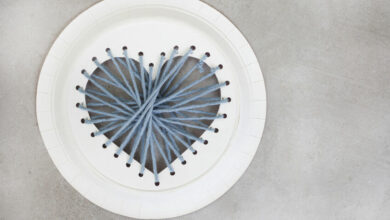 How to make a paper plate heart sewing craft