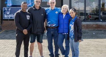 Lakesh Maharaj, Ferdi Lengenhager, councillor JJ Scholtz, Mettie Scholtz, and PR councillor Hannah Peachey