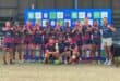 Die O/17’s van Ligbron, Mpumalanga-kampioene, saam met afrigters DC Swart (middel voor) en Tiaan Rosslee (regs agter)