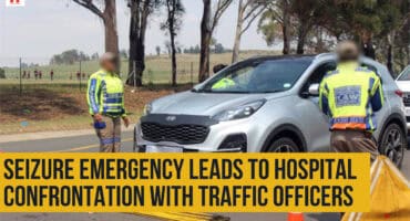 Ermelo traffic officers at roadblock, faces blurred, related to child emergency hospital incident