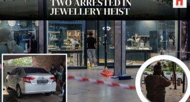 Police and investigators at Ermelo Jewellers after the November 5 armed robbery at Merino Mall.