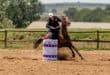 Rider competing in a barrel racing run during a previous year’s BRSA event.