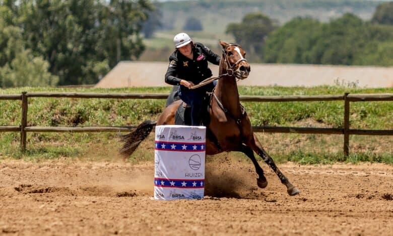 Rider competing in a barrel racing run during a previous year’s BRSA event.