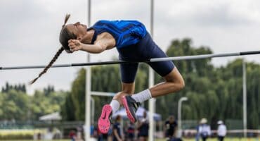Ellané Dos Reis in aksie tydens die hoogspring-item by die Dup van Rensburg-atletiekbyeenkoms in Ermelo