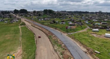 Aerial photo of Magwaza Street under construction in Wesselton/Ermelo.