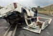 Bakkie damaged after accident with grader on Piet Retief Road