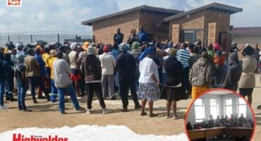 Parents gathered at Lucky Dube Secondary School with inset of Department of Education meeting in Ermelo