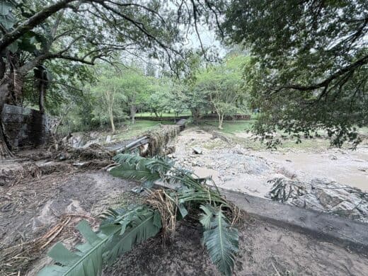 Flash flood damage at Badplaas resort, April 2026