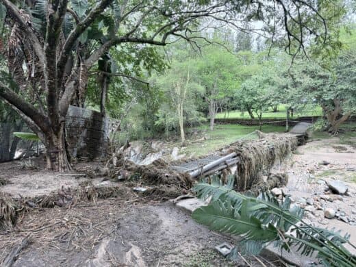 Flash flood damage at Badplaas resort, April 2026