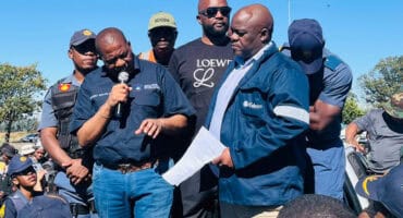 NAFCOC leaders hand memorandum to Camden Power Station General Manager Justice Bore