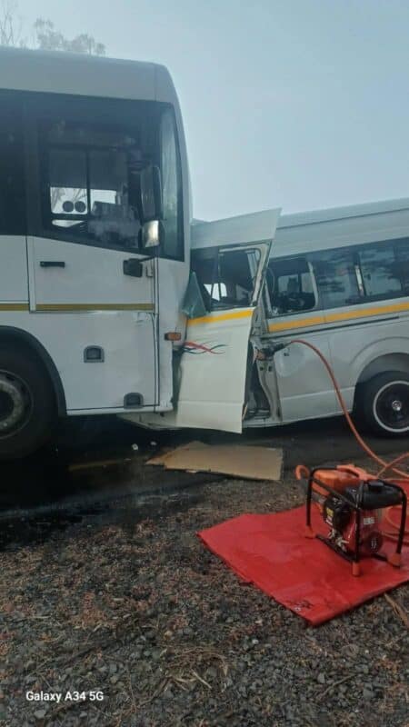 Extensive front-end damage to vehicles involved in deadly Mpumalanga road accident.