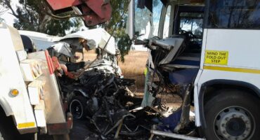 Extensive front-end damage to vehicles involved in deadly Mpumalanga road accident.