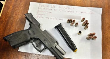 Stolen pistol with magazine containing 15 live rounds of ammunition recovered by police
