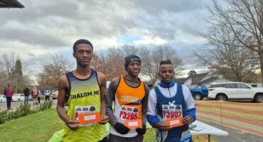 Men's 10km winners pose after the 2026 Hans Storm Memorial Race in Ermelo.