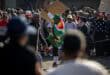 Protesters gather at the intersection of De Jager and Naudé streets in Ermelo on June 10.