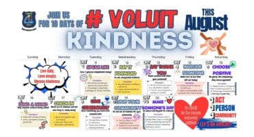 Promotional poster for Ligbron Academy of Technology's 10 Days of Kindness campaign in Ermelo, featuring daily kindness challenges from 11 to 20 August.