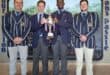 Nickey Jansen van Rensburg, Jano Swart, Holsen Mojalefa en Zack Bosman met die Noordvaal Skildtrofee ná Ligbron se o. 15A-kampioenskapsoorwinning.