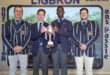 Nickey Jansen van Rensburg, Jano Swart, Holsen Mojalefa en Zack Bosman met die Noordvaal Skildtrofee ná Ligbron se o. 15A-kampioenskapsoorwinning.