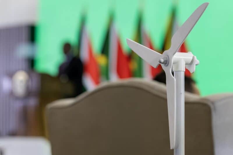 Model wind turbine at Ummbila Emoyeni launch