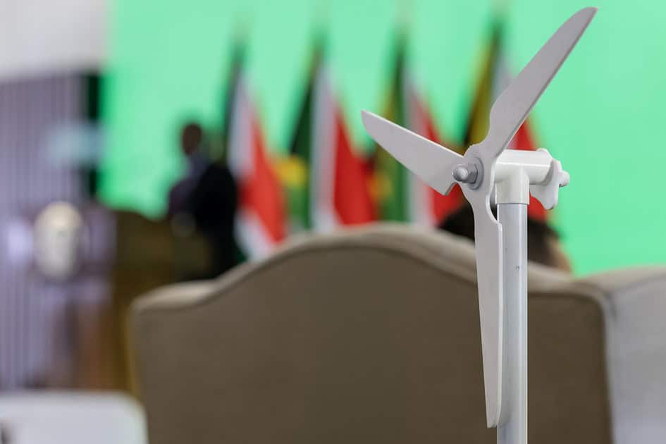 Model wind turbine at Ummbila Emoyeni launch