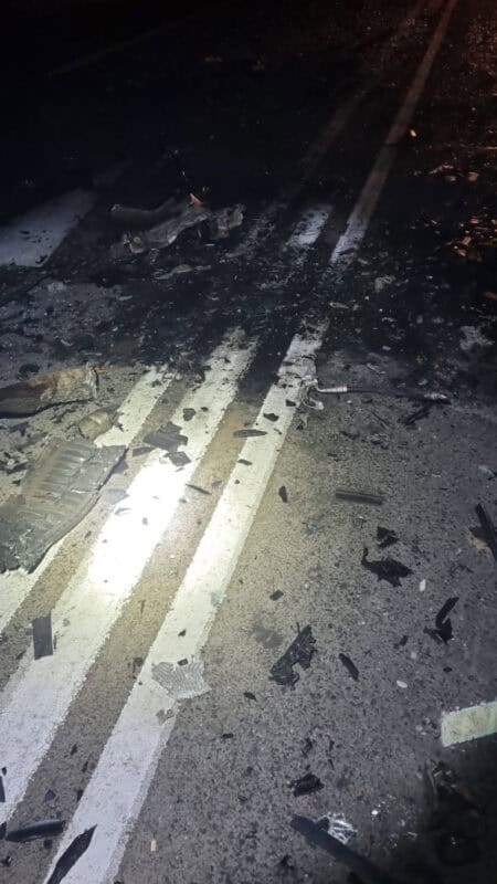 Debris scattered across the N17 following a fatal crash near Ermelo