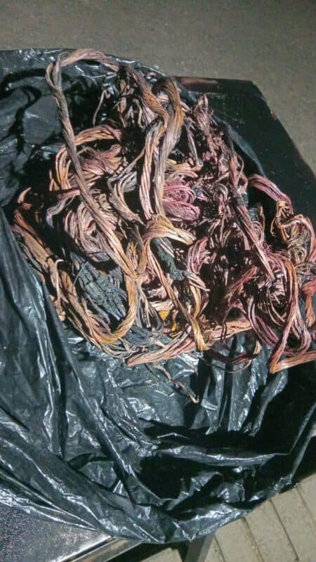 Black plastic bag containing suspected stolen copper cable recovered in Ermelo East.
