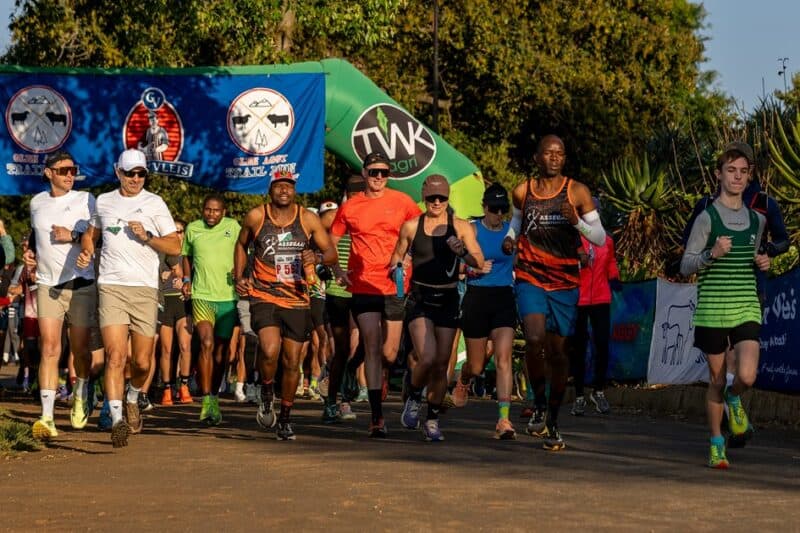 Runners set off at the start of the 23km race during the annual Glen Aggy Trail Run.