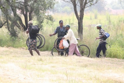 Police had to chase the squatters away again at around 10am after they tried to back to the dumping site.