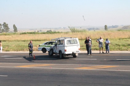 One man died in an accident between this bakkie and a bus.