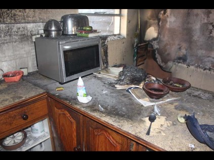 The kitchen was destroyed in the fire.