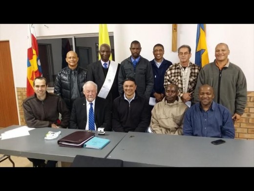 In front are Messrs Adriano Corielle, Jeoff Shepard, London Baker, Martin Chikwekwe and Tumi Matome. At the back are Messrs Frank Habbet, Zabika Bashongo, Romao Chiule, Xavier Fueris, Charles Moland and Eugene Parry.