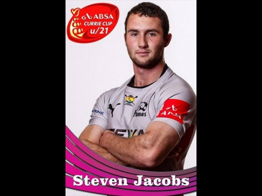 Steven Jacobs spog met sy nuwe Absa Curriebeker 0/21-rugbytrui.