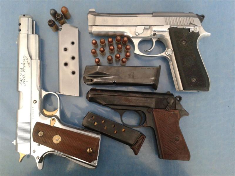 Kinross Police found these unlicensed firearms and live ammunition during a police search on the N17 highway between Kinross and Leandra recently.