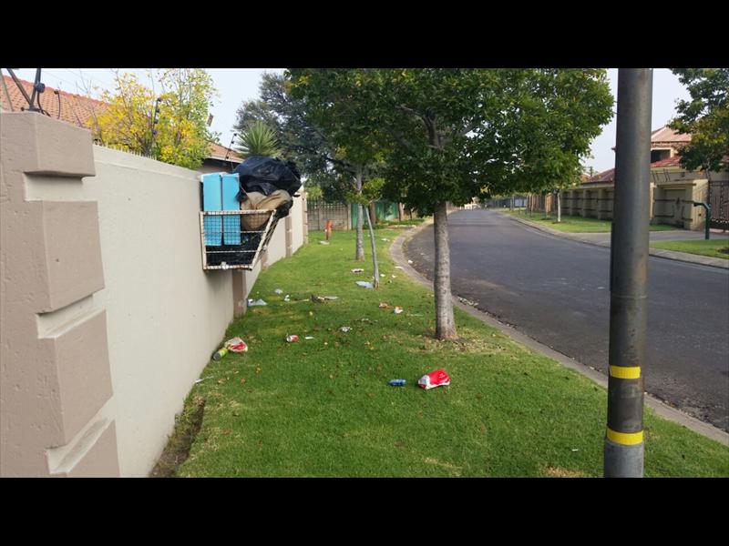 Sidewalks were still littered after council workers had removed refuse late at night in Secunda.