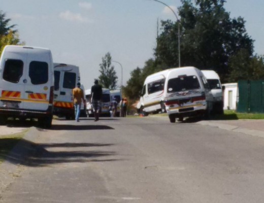 Hundreds of taxis are parked at a Zamokuhle Taxi Association taxi owner's house in Kinrossm