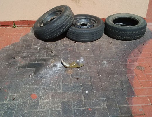 This petrol bomb was thrown into Mr Sol Vilakazi's yard.
