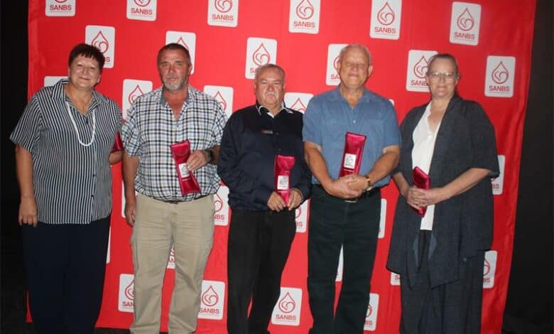 SANBS honors milestone blood donors at Donor for Life Awards in Secunda