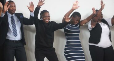 Students dancing.