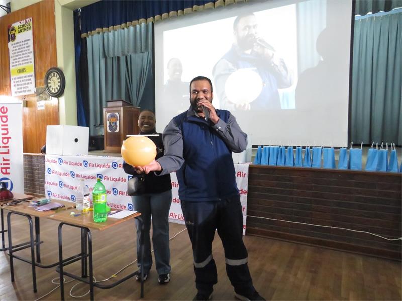 Man demonstrates science experiment