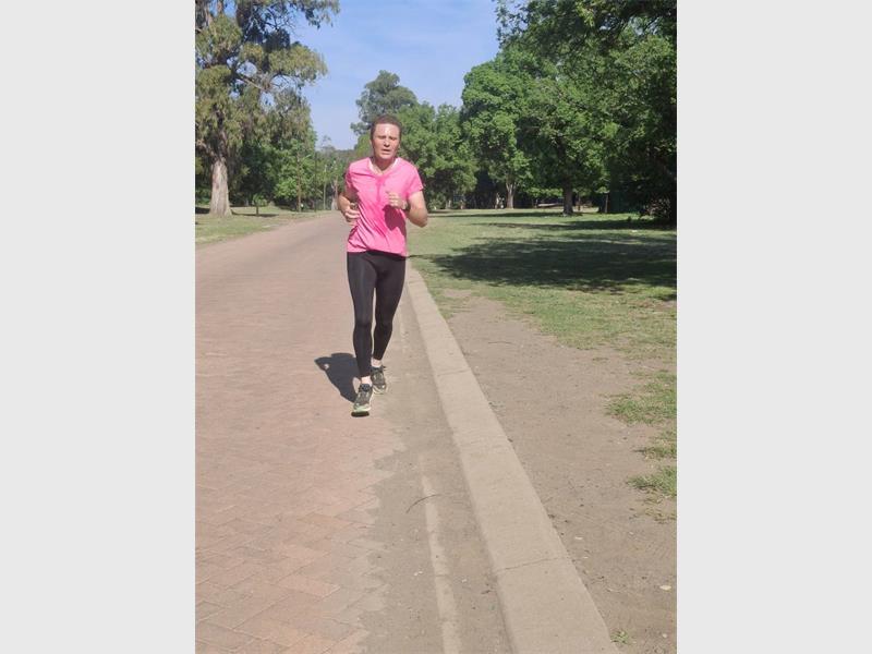 man runs in the park