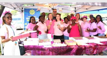 group dress in pink with cupcakes