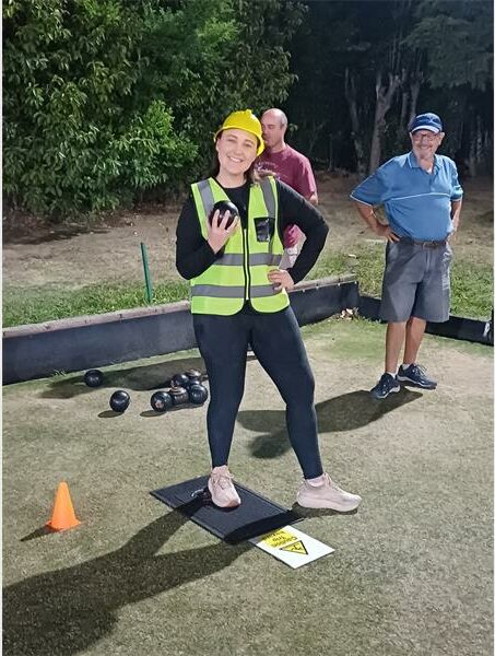 a woman in construction clothes