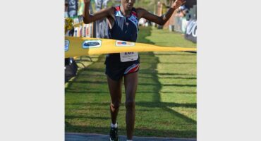 An athlete finishes a race.