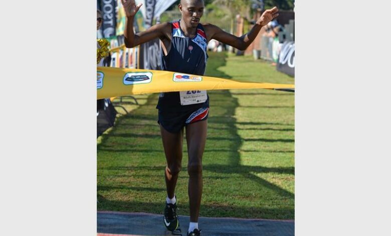 An athlete finishes a race.