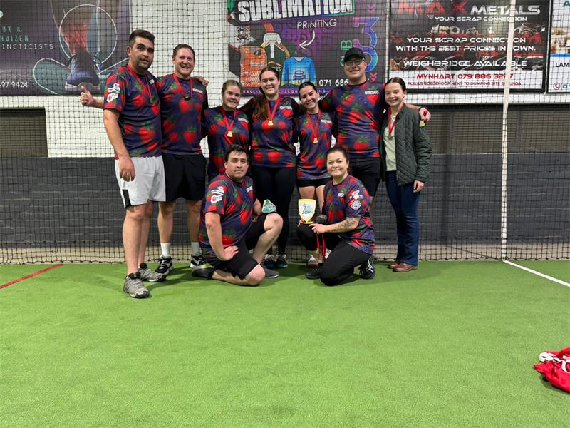 sports team with black and red shirts