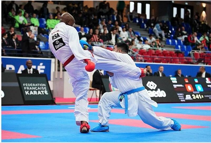 two karate fighters in combat