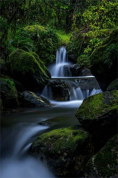 a water stream and falls