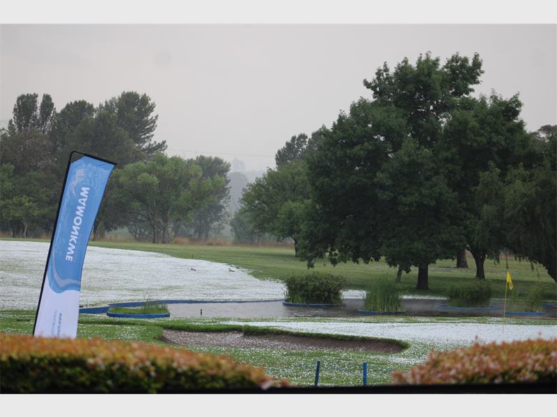 golf course covered in hail